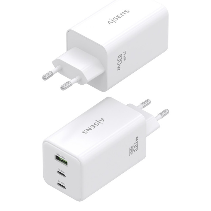 AISENS ASCH-100W3P051-W carregador de dispositivos móveis Universal Branco AC Carregamento rápido Interior