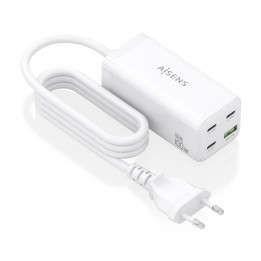 AISENS ASCH-100W4P053-W carregador de dispositivos móveis Universal Branco AC Carregamento rápido Interior