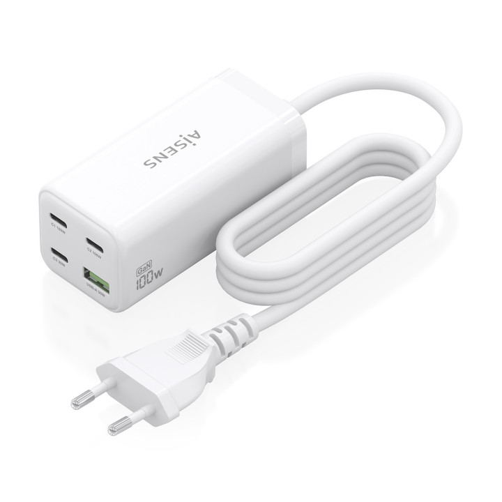 AISENS ASCH-100W4P053-W carregador de dispositivos móveis Universal Branco AC Carregamento rápido Interior