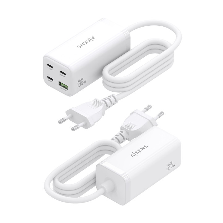 AISENS ASCH-100W4P053-W carregador de dispositivos móveis Universal Branco AC Carregamento rápido Interior