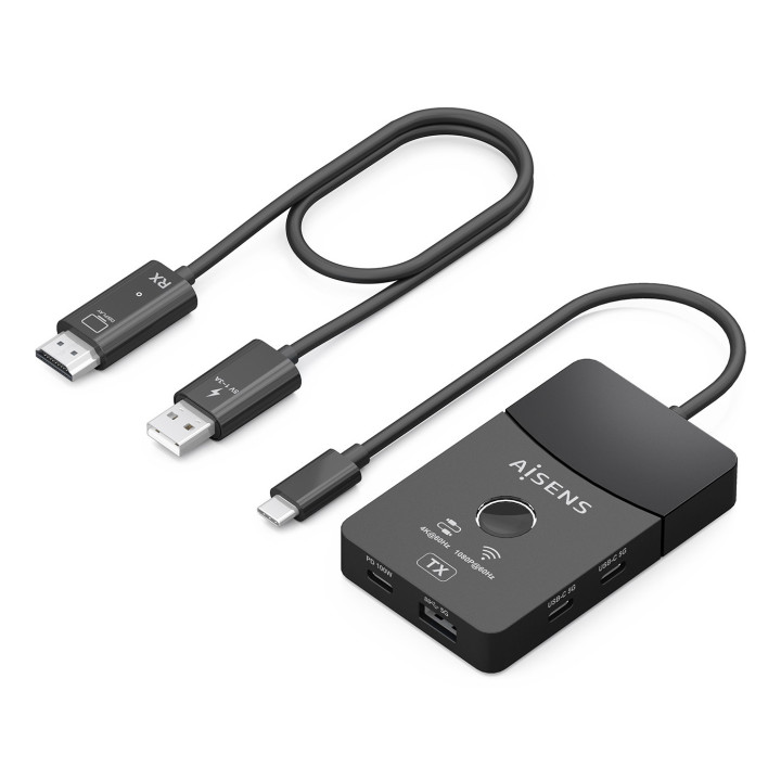 AISENS ASWL-H2KDC30M05-BK base & duplicador de portas Com fios e sem fios USB 3.2 Gen 1 (3.1 Gen 1) Type-C Preto