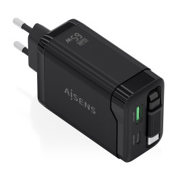 AISENS ASCH-65W3P071-BK carregador de dispositivos móveis Câmara digital, GPS, Telemóvel, Computador portátil, Smartphone,