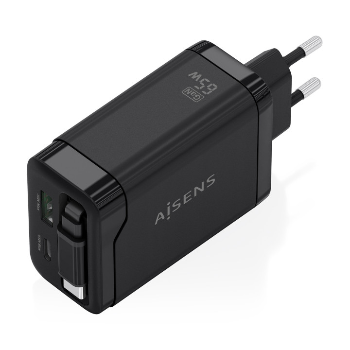 AISENS ASCH-65W3P071-BK carregador de dispositivos móveis Câmara digital, GPS, Telemóvel, Computador portátil, Smartphone,
