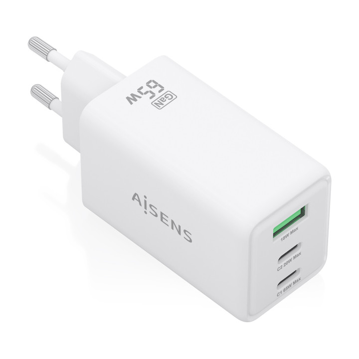AISENS ASCH-65W3P072-W carregador de dispositivos móveis Câmara digital, GPS, Telemóvel, Computador portátil, Smartphone,