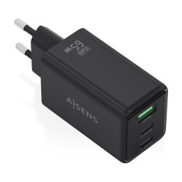AISENS ASCH-65W3P073-BK carregador de dispositivos móveis Câmara digital, GPS, Telemóvel, Computador portátil, Smartphone,