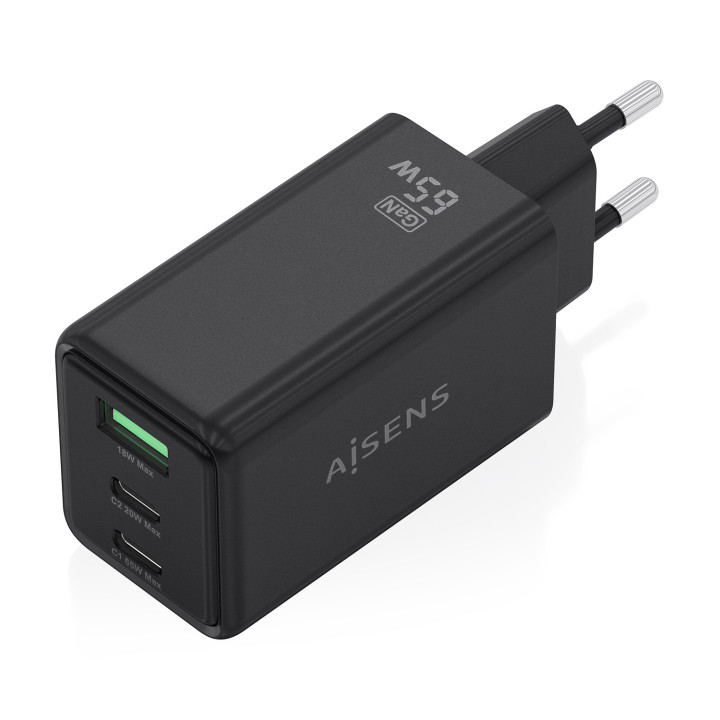 AISENS ASCH-65W3P073-BK carregador de dispositivos móveis Câmara digital, GPS, Telemóvel, Computador portátil, Smartphone,