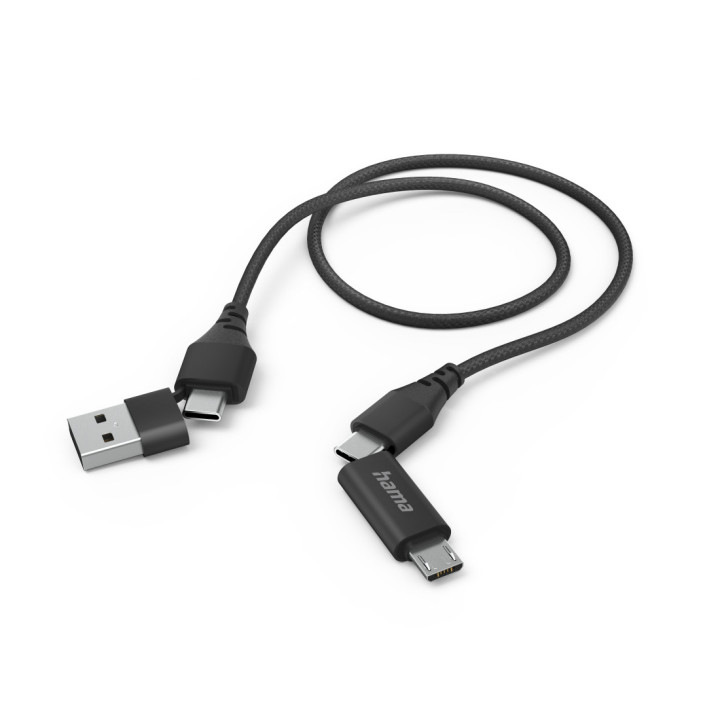 Hama 00201537 cabo USB USB 2.0 1,5 m USB A USB C USB C Micro-USB B Preto