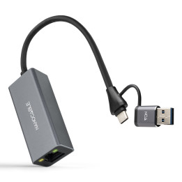 Nanocable Conversor USB-C + USB-A M 3.0 para Ethernet