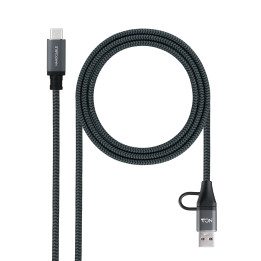 Nanocable Cabo USB 3.2 Gen2x2 20Gbps 5A 100W, USB-C+USB-A M a USB-C M, 2m