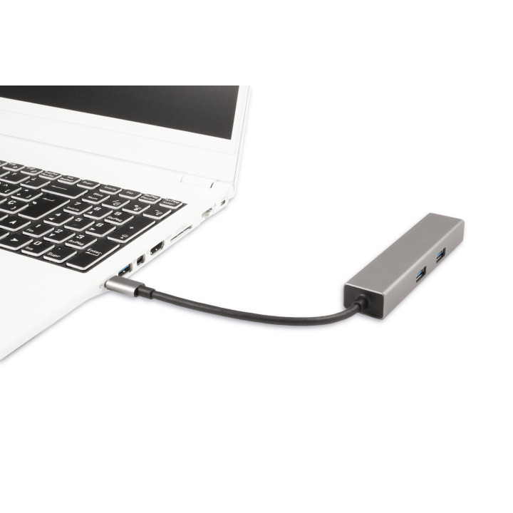 CoolBox Hub miniDOCK4 USB-C Com fios USB 3.2 Gen 1 (3.1 Gen 1) Type-C Aço