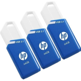 HP x755w Triple Pack unidade de memória USB 64 GB USB Type-A 3.2 Gen 1 (3.1 Gen 1) Azul, Branco