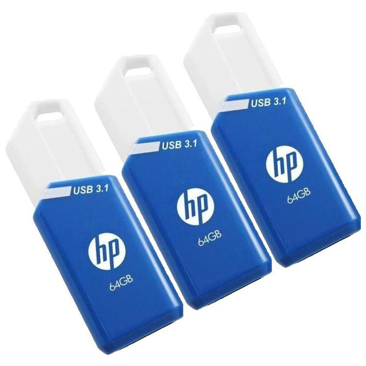 HP x755w Triple Pack unidade de memória USB 64 GB USB Type-A 3.2 Gen 1 (3.1 Gen 1) Azul, Branco