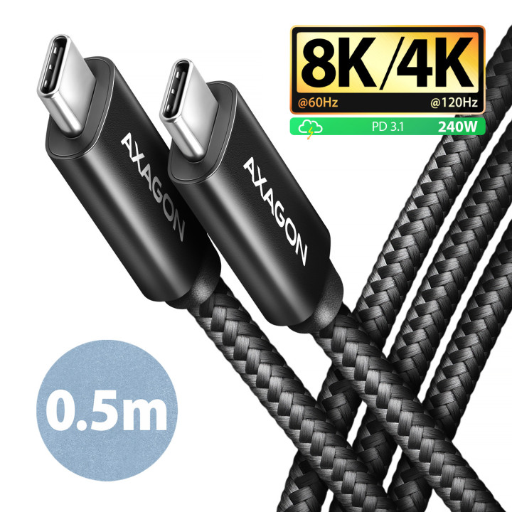 Axagon cabo USB USB4 Gen 3x2 0,5 m USB C Preto