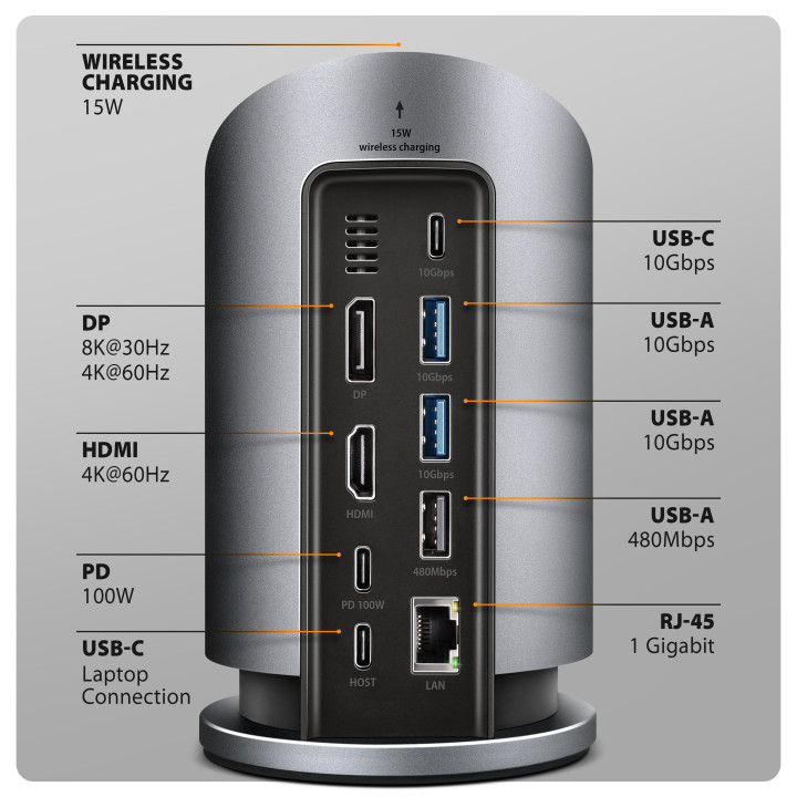 Axagon Com fios USB 3.2 Gen 2 (3.1 Gen 2) Type-C Cinzento