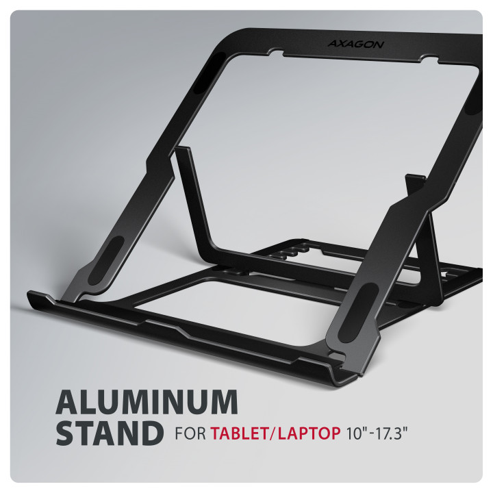 Axagon STND-LAB Laptop-Ständer, höhenverstellbar, faltbar, Aluminium Suporte para portáteis e tablets Preto 43,9 cm (17.3")