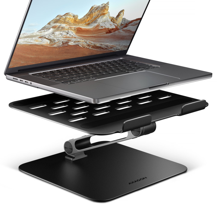 Axagon STND-LQB Laptop-Ständer, Doppelgelenk, höhenverstellbar, faltbar Suporte para portáteis e tablets Preto 43,9 cm (17.3")