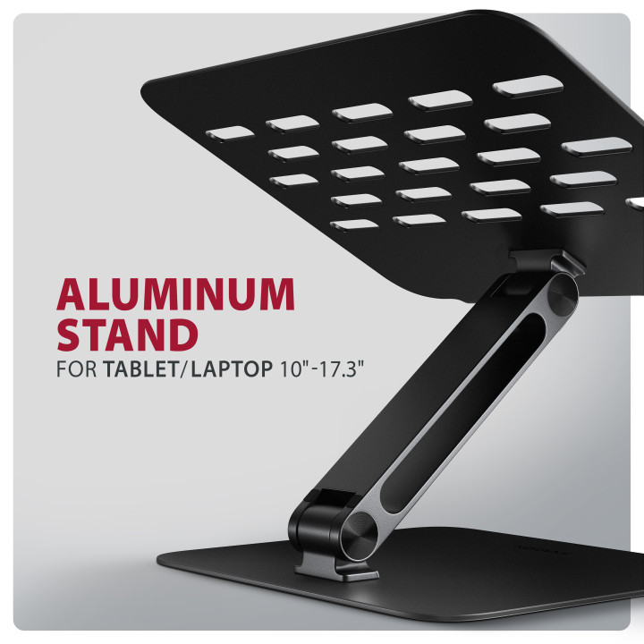 Axagon STND-LQB Laptop-Ständer, Doppelgelenk, höhenverstellbar, faltbar Suporte para portáteis e tablets Preto 43,9 cm (17.3")