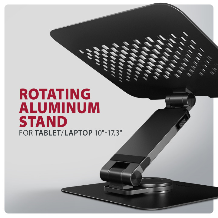 Axagon STND-LRB Laptop-Ständer, 360° drehbar, Doppelgelenk, verlängerbar Suporte para portáteis e tablets Preto 43,9 cm (17.3")