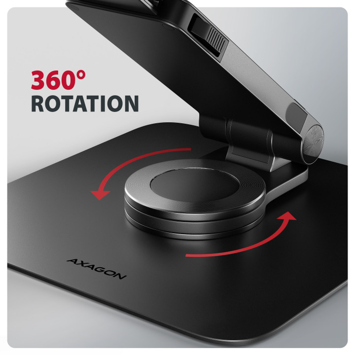 Axagon STND-LRB Laptop-Ständer, 360° drehbar, Doppelgelenk, verlängerbar Suporte para portáteis e tablets Preto 43,9 cm (17.3")