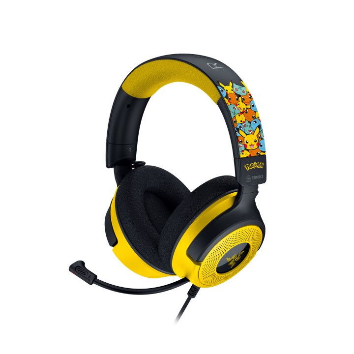 Razer Kraken V4 X Pokemon Auscultadores Com fios Fita de cabeça Jogos USB Type-C   USB Type-A Preto, Amarelo