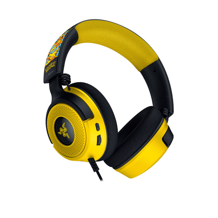 Razer Kraken V4 X Pokemon Auscultadores Com fios Fita de cabeça Jogos USB Type-C   USB Type-A Preto, Amarelo
