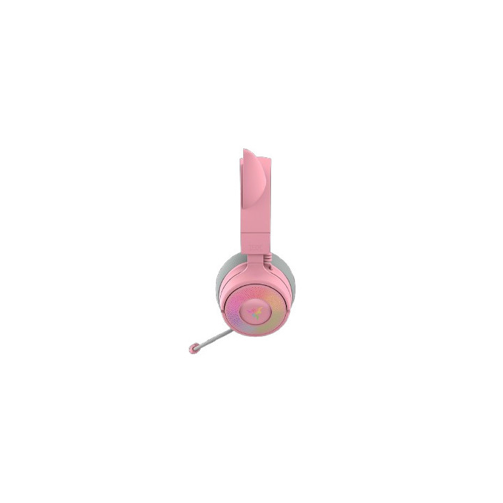 Razer Kraken Kitty V3 Pro - Quartz Auscultadores Com fios e sem fios Fita de cabeça Jogos USB Type-A Bluetooth Rosa