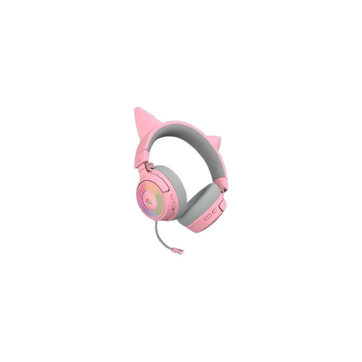 Razer Kraken Kitty V3 Pro - Quartz Auscultadores Com fios e sem fios Fita de cabeça Jogos USB Type-A Bluetooth Rosa