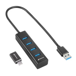 Sharkoon 4044951037582 hub de interface USB 3.2 Gen 1 (3.1 Gen 1) Type-C 5000 Mbit s Preto