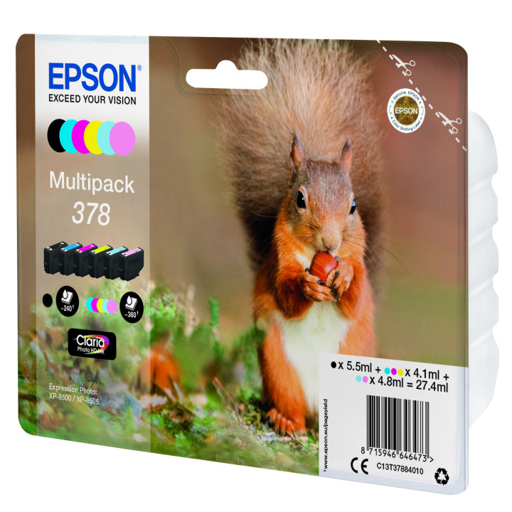 Epson Squirrel C13T37884010 tinteiro 1 unidade(s) Original Rendimento padrão Preto, Ciano, Ciano claro, Magenta, Magenta claro,