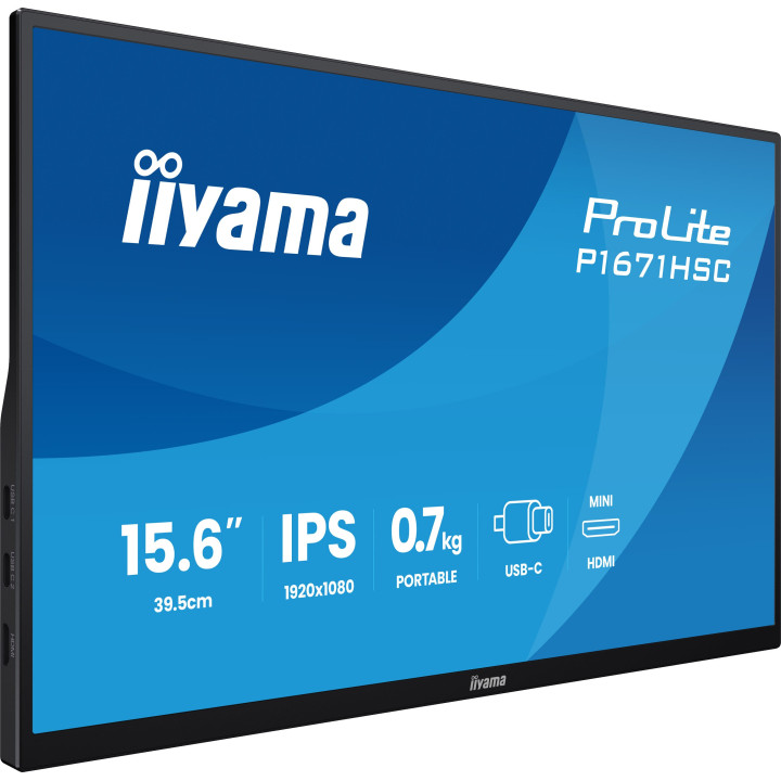 iiyama ProLite P1671HSC-B1 monitor de ecrã 39,6 cm (15.6") 1920 x 1080 pixels Full HD LED Preto