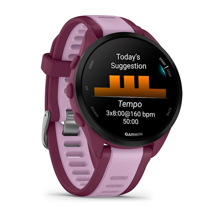Garmin Forerunner 165 Music 3,05 cm (1.2") AMOLED 43 mm Digital 390 x 390 pixels Ecrã táctil Roxo GPS