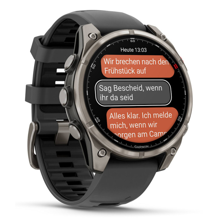 Garmin fēnix 8 Pro 3,56 cm (1.4") AMOLED 47 mm Digital 454 x 454 pixels Ecrã táctil Grafite, Titânio Wi-Fi GPS