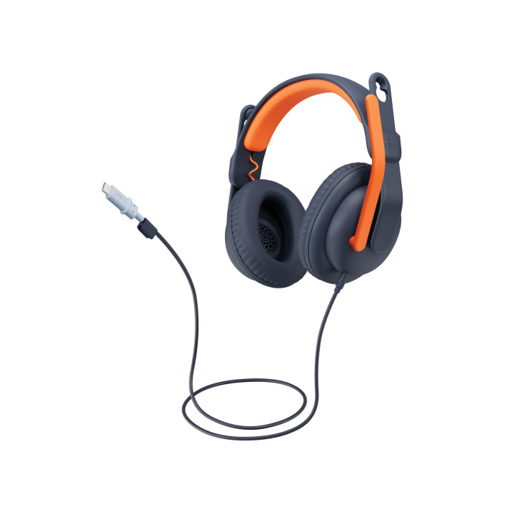 Logitech 981-001389 auscultador Auscultadores Com fios Fita de cabeça Educação Azul, Laranja
