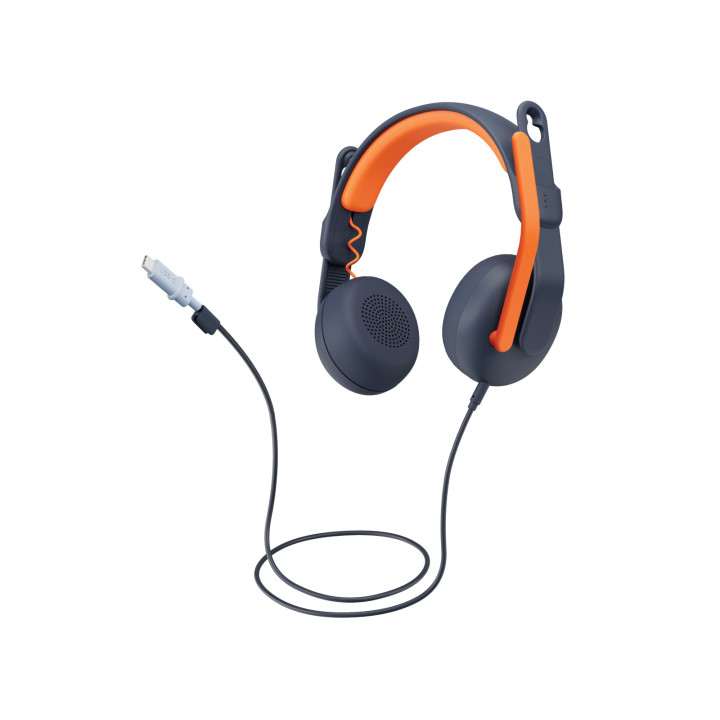 Logitech Zone Learn Auscultadores Com fios Fita de cabeça Educação USB Type-C Azul, Laranja