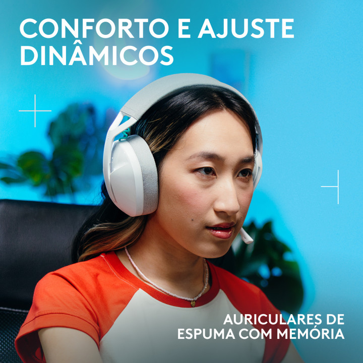 Logitech G G321 LIGHTSPEED Bluetooth, headset sem fios para jogos, conforto e ajuste dinâmicos, microfone extensível de 16 kHz,