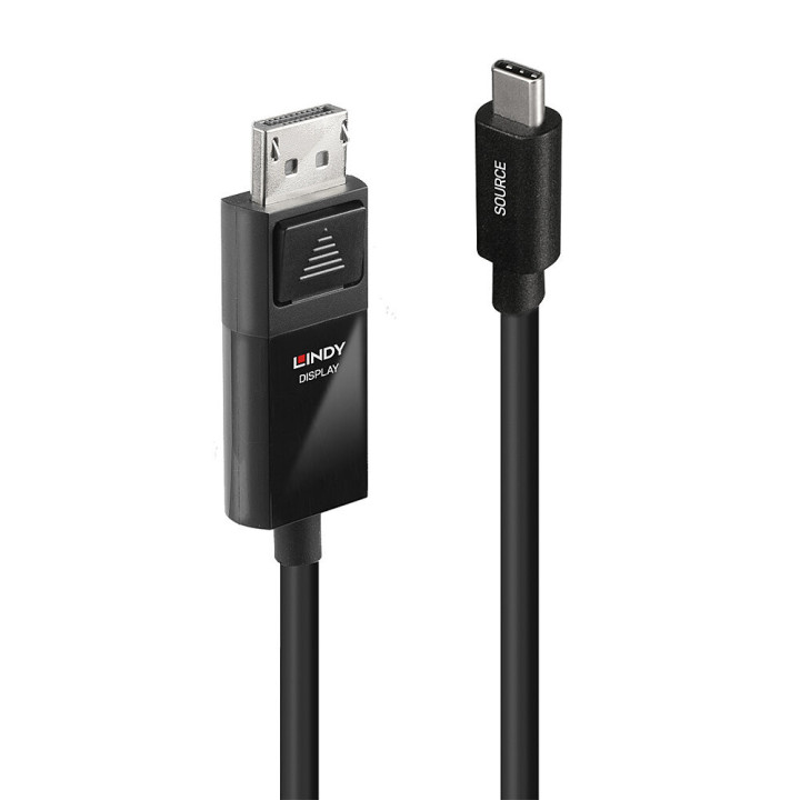 Lindy 43342 adaptador de cabo de vídeo 2 m USB Type-C DisplayPort Preto