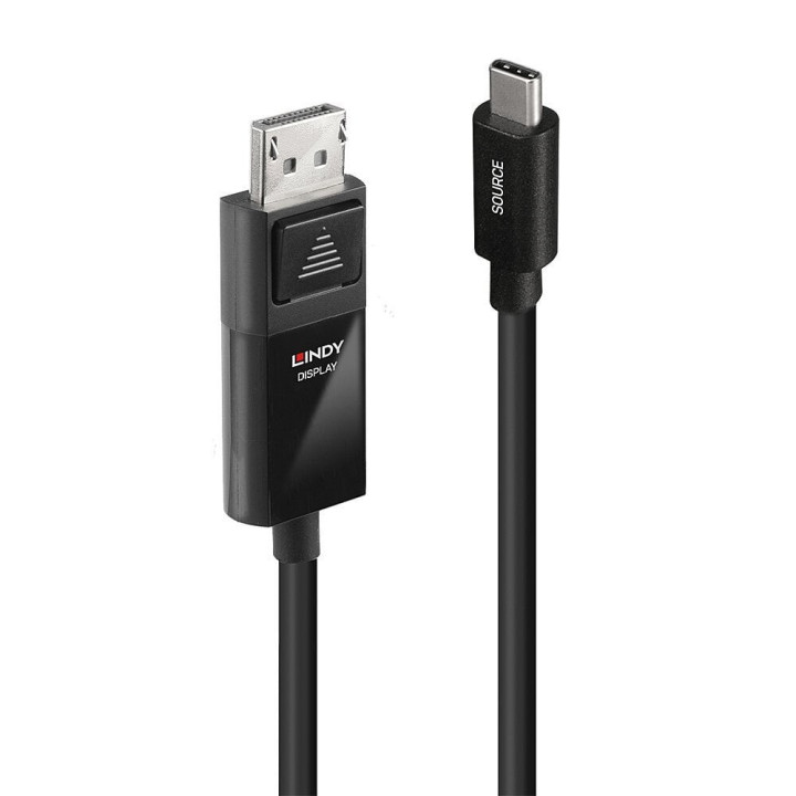Lindy 43341 adaptador de cabo de vídeo 1 m USB Type-C DisplayPort Preto