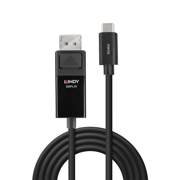 Lindy 43341 adaptador de cabo de vídeo 1 m USB Type-C DisplayPort Preto