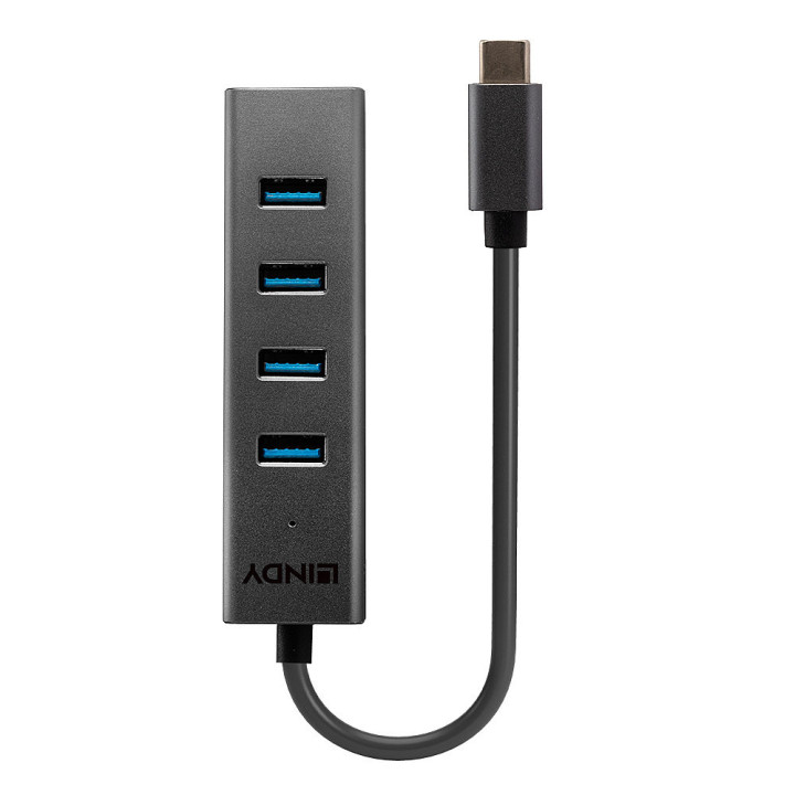 Lindy 43325 hub de interface USB 3.2 Gen 1 (3.1 Gen 1) Type-C 5000 Mbit s Cinzento