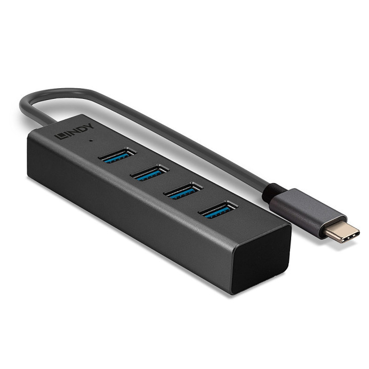 Lindy 43325 hub de interface USB 3.2 Gen 1 (3.1 Gen 1) Type-C 5000 Mbit s Cinzento