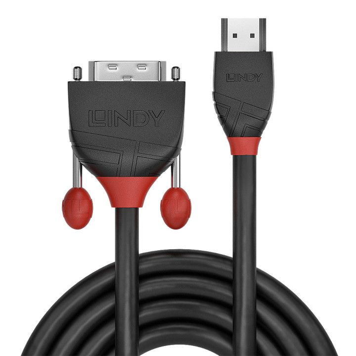 Lindy 36270 adaptador de cabo de vídeo 0,5 m HDMI Type A (Standard) DVI-D Preto