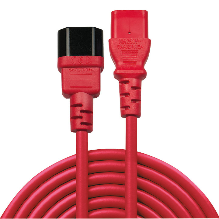 Lindy 30477 cabo de energia Preto, Vermelho 1 m Acoplador C14 Acoplador C13