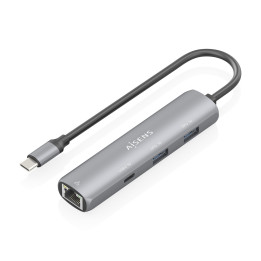 AISENS ASUC-4P039-GR base & duplicador de portas Com fios USB 3.2 Gen 1 (3.1 Gen 1) Type-C Cinzento