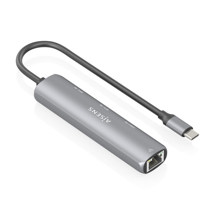 AISENS ASUC-4P039-GR base & duplicador de portas Com fios USB 3.2 Gen 1 (3.1 Gen 1) Type-C Cinzento