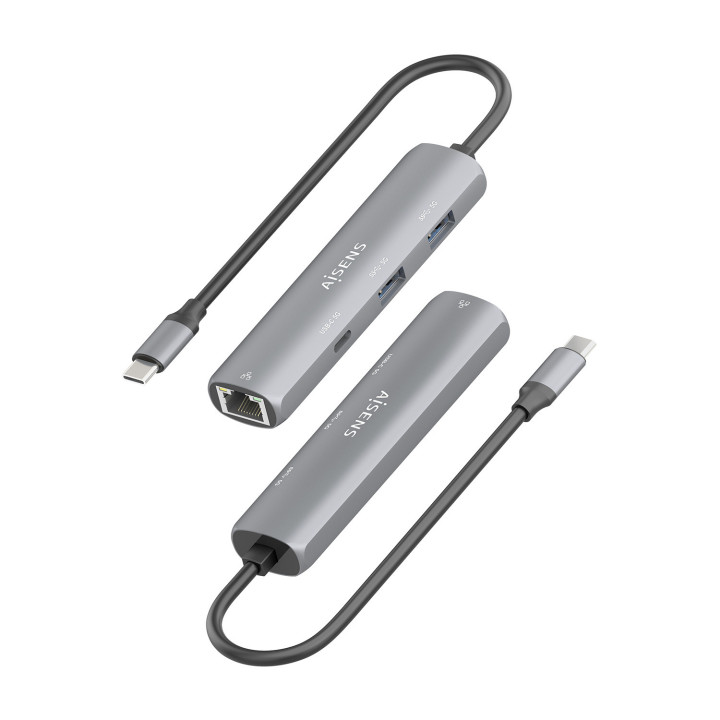 AISENS ASUC-4P039-GR base & duplicador de portas Com fios USB 3.2 Gen 1 (3.1 Gen 1) Type-C Cinzento