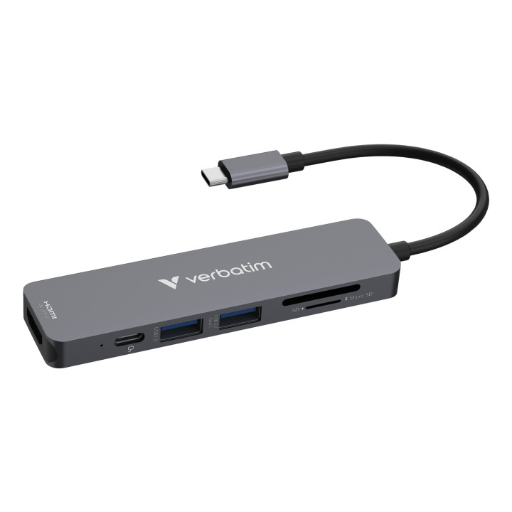 Verbatim 32156 hub de interface USB 3.2 Gen 1 (3.1 Gen 1) Type-C 5000 Mbit s Cinzento