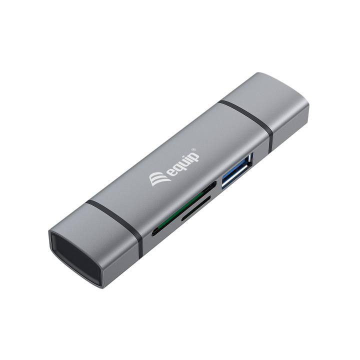 Equip 245460 leitor de cartões USB 3.2 Gen 1 (3.1 Gen 1) Type-A Type-C Cinzento