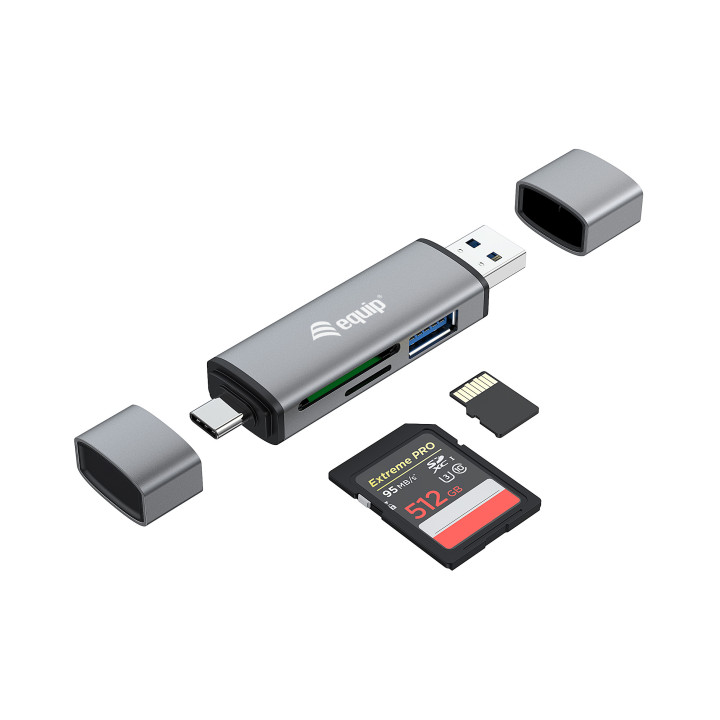 Equip 245460 leitor de cartões USB 3.2 Gen 1 (3.1 Gen 1) Type-A Type-C Cinzento