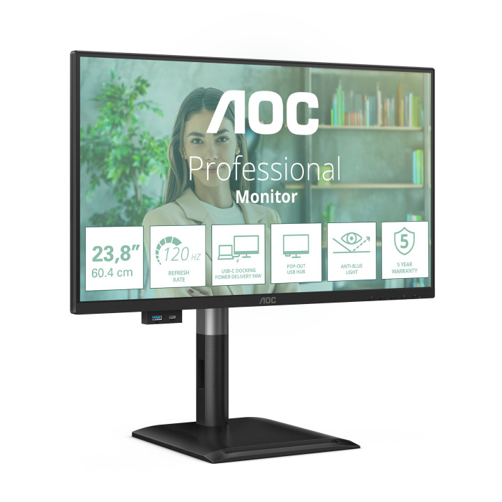AOC 24P4CV monitor de ecrã 60,5 cm (23.8") 1920 x 1080 pixels Full HD LED Preto