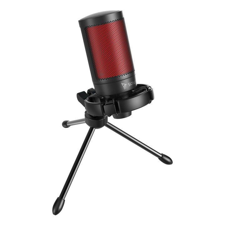 Savio wired gaming microphone with backlight tripod USB SONAR PRO Preto, Vermelho Microfone para consola de jogos
